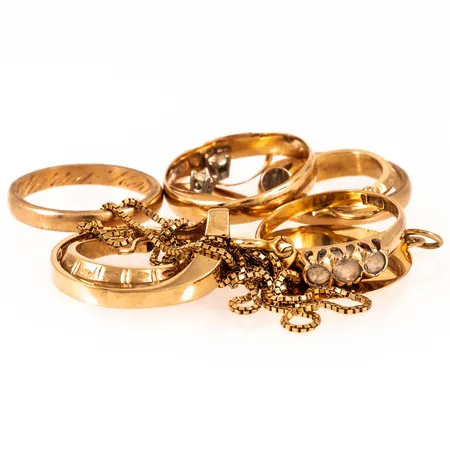 Diverse defekt/graverat guld 18K 21,1g.