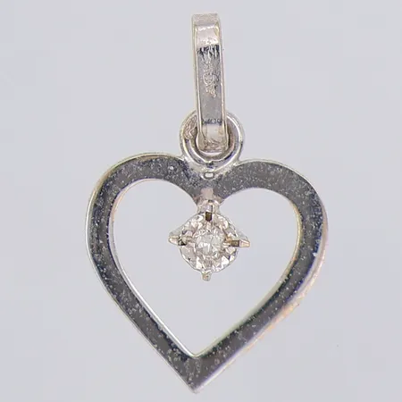 Hänge hjärta diamant ca 0,02ct 8/8slipad 18mm vitguld, 18K Vikt: 0,7 g