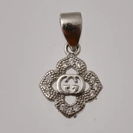 Hänge 11,4x19,4mm, 12st vita stenar, 925/1000 silver, 1,55g.
