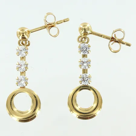 Örhängen Guldfynd 20x7mm vita stenar, 18K Vikt: 0,8 g