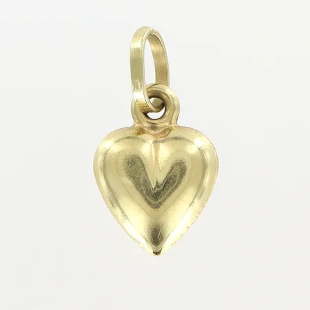 Hänge hjärta 13,5x7,5mm, ihåligt, smärre buckla, 18K. Vikt: 0,3 g