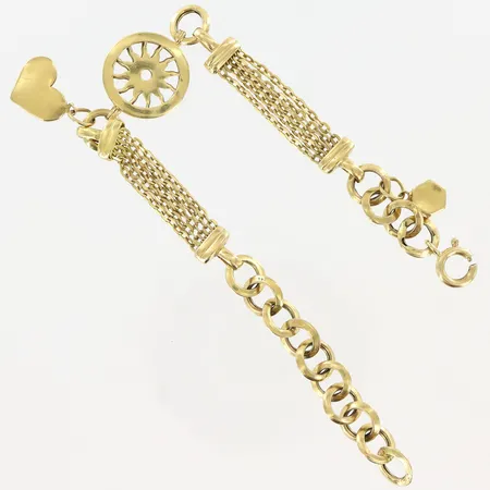 Armband med berlocker längd 20cm, bredd 7-17mm, defekter på länk och lås, 21K Vikt: 15 g