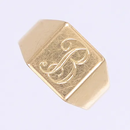 Klackring med monogram stl:20, bredd 4-13mm, svenska stämplar 18K Vikt: 8,7 g