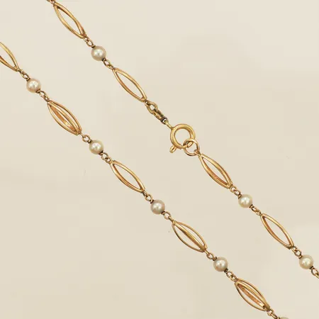 Collier med pärlor längd 40cm bredd 3,4mm 18K bruttovikt 8,5g Vikt: 8,5 g