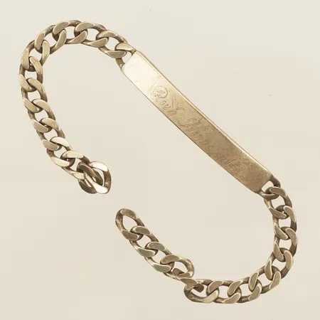 Armband Pansar med bricka längd 19cm bredd 5,5mm gravyr saknar lås silver 925/1000 Vikt: 16,1 g
