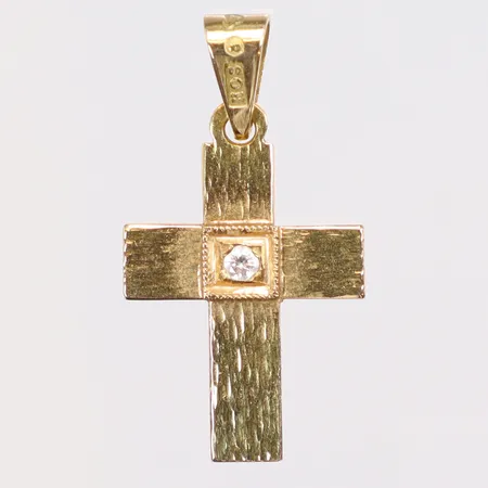 Hänge Kors med vit sten 15x28mm HOS (Juvel-Guld Salonen Malin) 18K Vikt: 1,8 g på auktion i Göteborg Mölndal hos Pantbanken Sverige