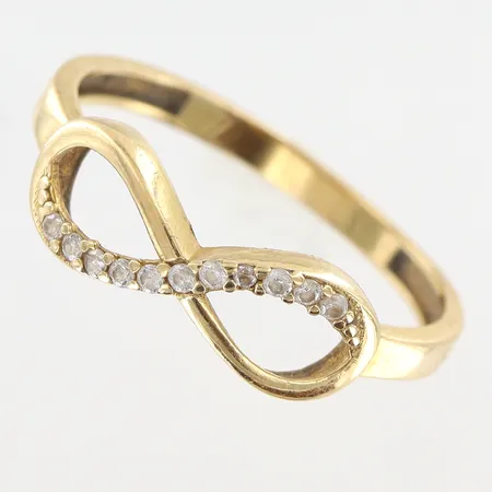 Ring evighetstecknet vita stenar stl: 18¼, skev skena, 18K Vikt: 2,2 g