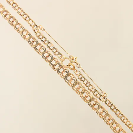 Collier doserad Bismarck längd 43,5cm bredd 3,1-6,3mm säkerhetskedja 18K Vikt: 13 g