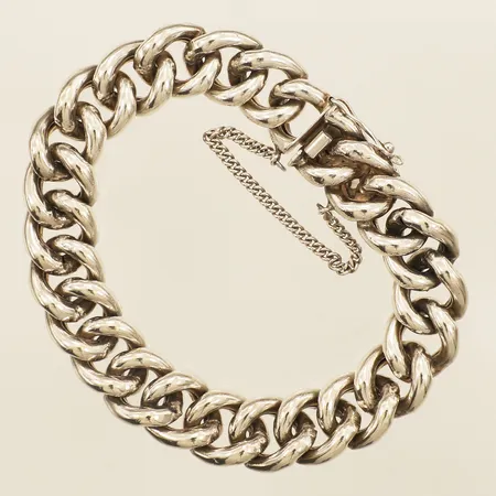 Armband Pansar med säkerhetskedja ca 20cm bredd 12,4mm ihålig silver Vikt: 28,8 g