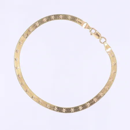 Armband med stjärnor 19cm, bredd 4mm, bucklig 18K Vikt: 4,2 g