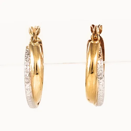 Creoler Ø16mm bredd 4mm, Guldfynd, 2-färgat guld 18K 2,3g.