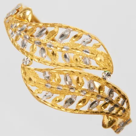 Armband stelt öppningsbart tvåfärgat innermått:50mm, bredd: 7-27mm, Thaiguld, 1 Baht, 23K Vikt: 15,2 g