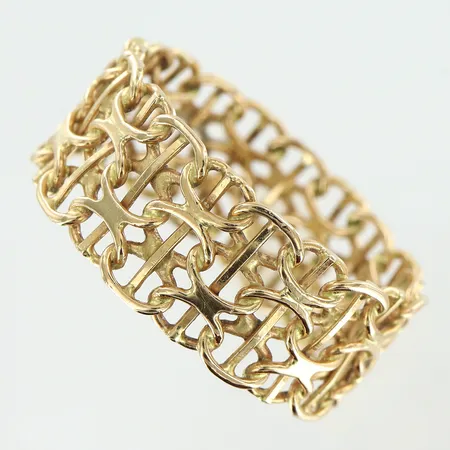 Ring X-länk med stav stl:20 bredd 9mm, 18K Vikt: 4,3 g