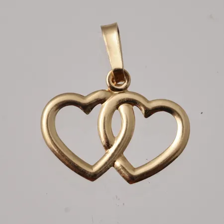 Hänge två hjärta 15x16,3mm, 18K, 0,39g.
