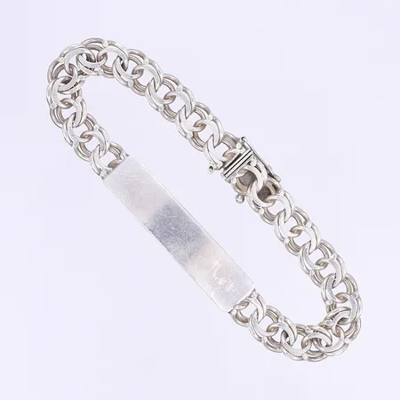 Armband Bismarck med namnplatta längd 19cm bredd 9mm, defekt, silver 925/1000 Vikt: 18,1 g