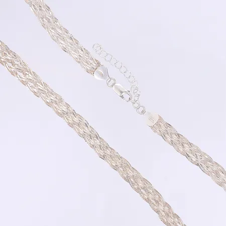 Halskedja flätad 47cm, bredd 8mm, silver 925/1000 Vikt: 10,8 g