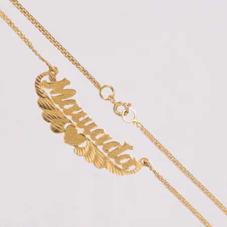 Collier längd 43,5cm bredd 1,9-14,3mm, namn, 21K Vikt: 6,8 g