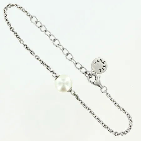 Armband Ti Sento längd 17-21cm, bredd 2-10mm, integrerad imiterad pärla, silver 925/1000. Vikt: 6,1 g