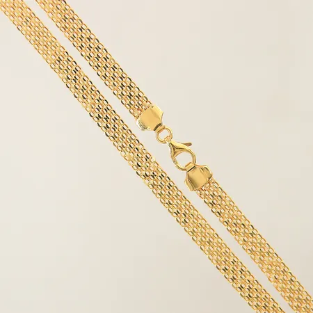Collier X-länk längd 44cm bredd 6mm något buckliga länkbitar 21K Vikt: 8,1 g på auktion i Solna hos Pantbanken Sverige