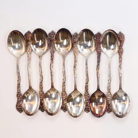 10 Mockaskedar, längd 10cm, bredd 3-23mm, KAB, 830/1000 silver Vikt: 99,5 g