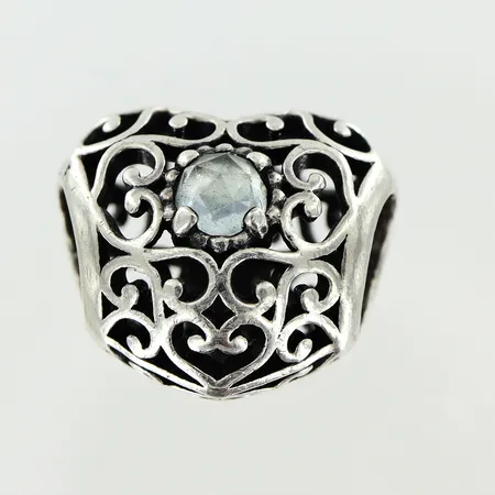 Berlock Pandora 10x6mm, hjärta med stenar, ALE silver 925/1000 Vikt: 1,5 g