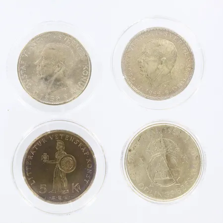 4 mynt, med plastetui, silver 400/1000 Vikt: 77 g
