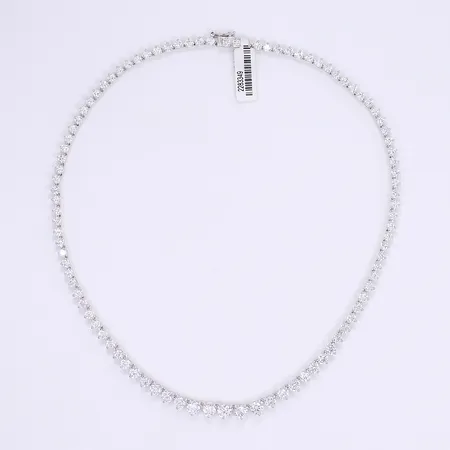 Halscollier GHA doserat med vita stenar, 42cm, bredd 3-6mm, kistlås, silver 925/1000, Bruttovikt: 22,2 Vikt: 22,2 g