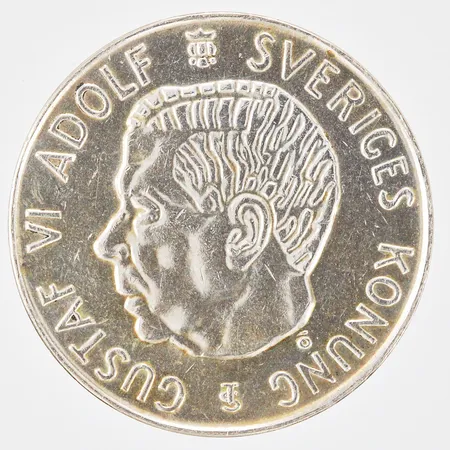 Mynt 5kr Gustaf VI Adolf Sveriges Konung år 1954 Ø ca 34mm 400/1000 Silver Vikt: 18 g