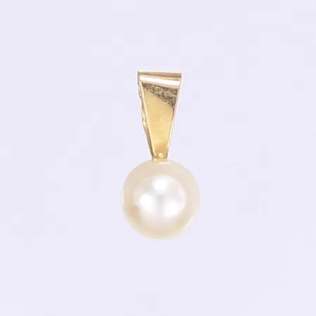 Hänge med odlad pärla 5 x 12mm, svenska stämplar, bucklig ögla, 18K, Bruttovikt: 0,6g Vikt: 0,6 g