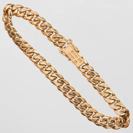Armband Pansarlänk längd 18cm bredd 6mm, G.Dahlgren & Co, Malmö 1946, 18K Vikt: 27,7 g