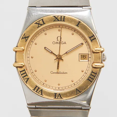 Armbandsur Omega Constellation "Manhattan" stål/guld, quartz, Ø32,5mm, datum, stållänk, viklås, inga tillbehör, behov av batteri byte.