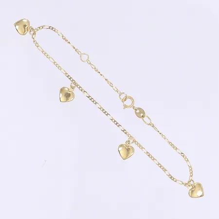 Armband GHA med hjärtan längd 16cm, bredd 1-5mm, 18K Vikt: 1,1 g