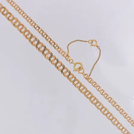 Collier Bismarck längd 44cm bredd 3,5-6,5mm Aspe år 1956, säkerhetskedja, 18K Vikt: 13,1 g