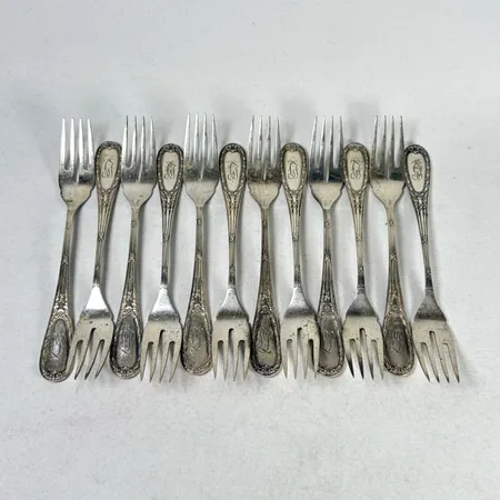 12 st fiskgafflar 18cm, silver 830/1000 Vikt: 480 g