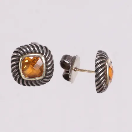 Ett par örhängen Yurman Citriner längd 1,5cm Ø13, 14K/925/1000 Vikt: 9,1 g