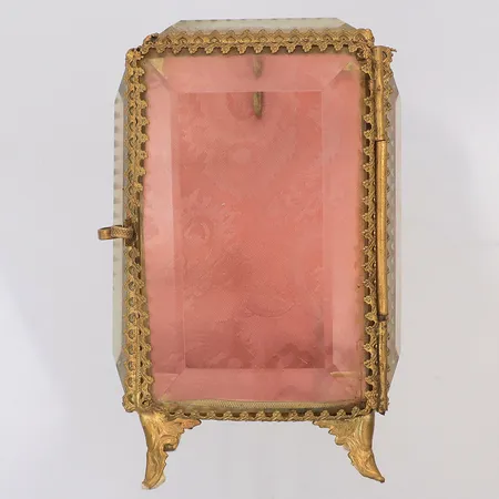 Fickurställ 10,8 x 6,7 x 5cm glas/förgylld metall Skickas med postpaket.