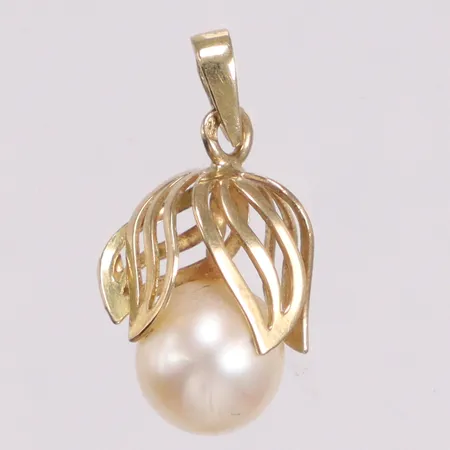 Hänge med odlad pärla Ø7,6 längd 2 cm 18K Vikt: 1,6 g