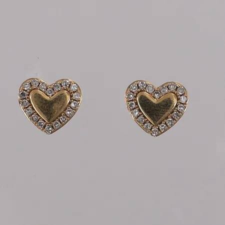 Örhängen hjärtan med 8/8-slipade diamanter 36 x ca 0,005ct, höjd 7,1mm bredd 8mm, GHA, 18K Vikt: 1,5 g