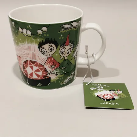 Muminmugg "Tofslan & Vifslan röd rubin" Arabia Ø8cm höjd 8cm etiketter kvar Skickas med paket.