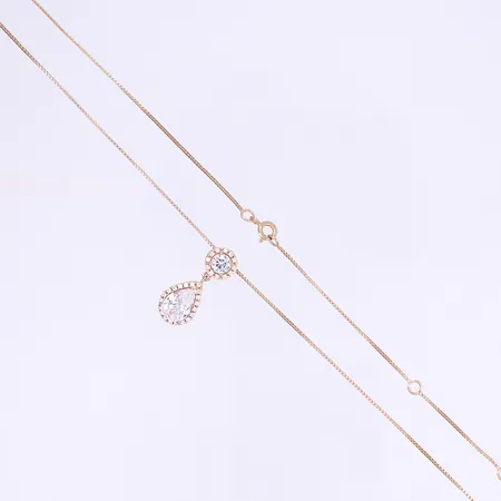 Halscollier GHA roséfärgat med vita stenar, total justerbar längd 50cm, bredd 1-25mm, silver 925/1000, Bruttovikt: 22,2 Vikt: 5,1 g
