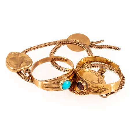 Diverse defekt/graverat guld 18K 6,9g.