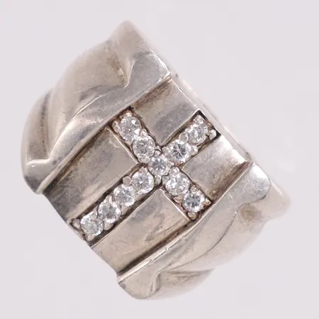Klackring kors vita stenar stl:21 silver 925/1000 Vikt: 23,8 g