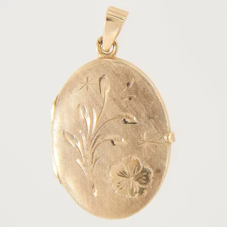 Hänge/medaljong med blomdekor 32x19mm 18K Vikt: 6,2 g