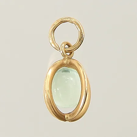 Hänge med grön kula 12x6mm ej hoplödd ögla 18K Vikt: 0,6 g