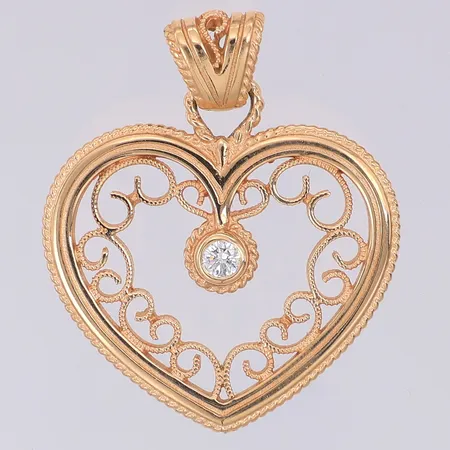 Hänge hjärta Kalevala diamant 0,06ct enligt gravyr 28mm, 14K Vikt: 3,4 g