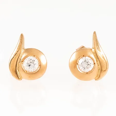 Örhängen med vita stenar 9,3x12mm, 18K 2,1g.