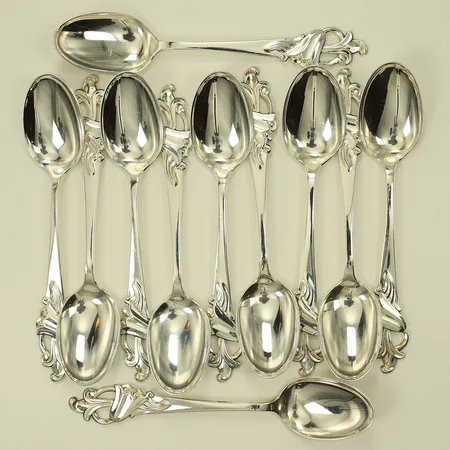 Elva kaffeskedar, Blåklockan, svenska floran, 11,5cm Silver 830/1000 Vikt: 122,6 g