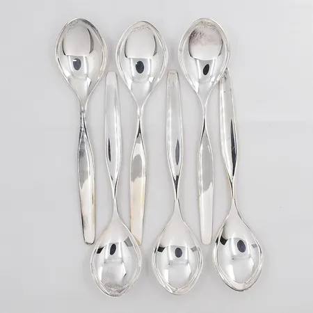 6 Bordsskedar TH.Marthinsen Norge längd 18cm graverade silver 830/1000 Vikt: 216,5 g på auktion i Västerås hos Pantbanken Sverige