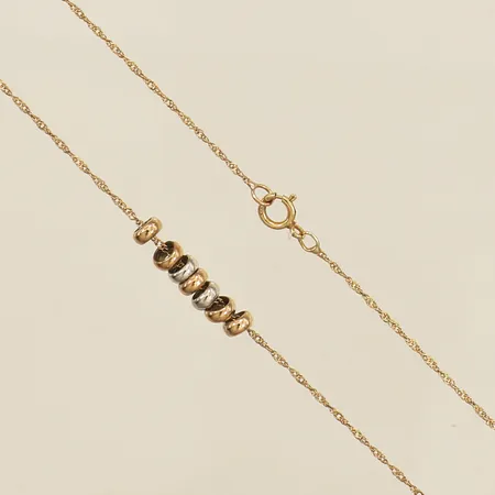 Collier Singapore längd 42cm bredd 1mm trefärgad 9K Vikt: 0,8 g