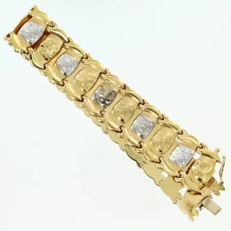 Armband längd 20cm bredd 18mm, ihålig modell, vitguld/gulguld, 18K Vikt: 16,4 g